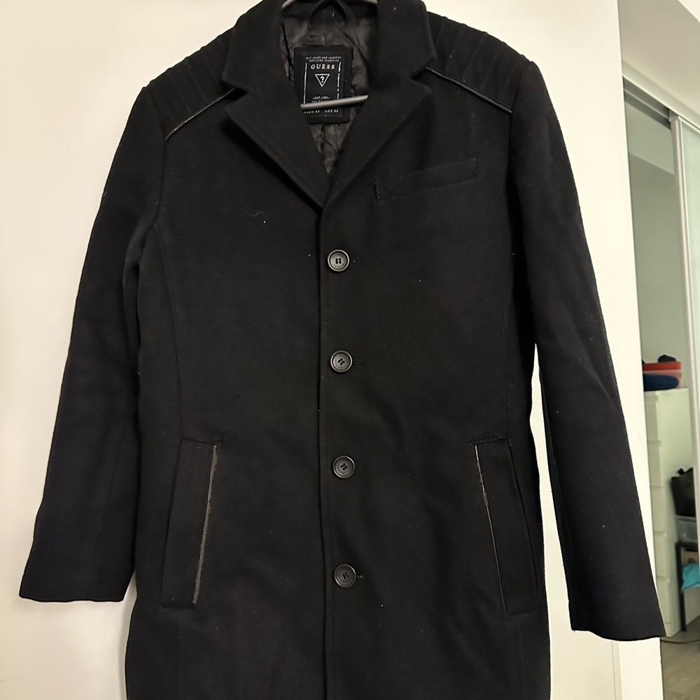 Guess Men's Black Winter Trench Coat